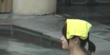 Qute girl at hotspring