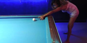 Phaedra lost at pool and now she has to deep throat his prick and be a good loser ,take this dick.