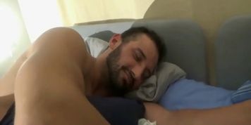 a crazy fan obsessed with a giant bodybuilder porn star, broke into his home & pay the consequences! (Christian Power)