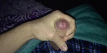 Slow Motion Cum shot! Morning rub down of my uncut dick