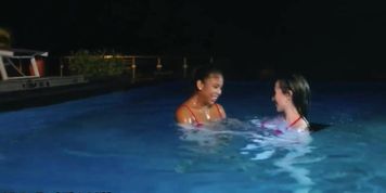 Spoiled rich girls have threesome at spa