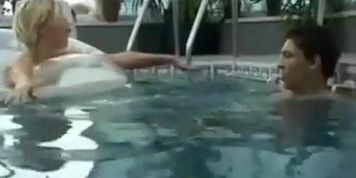 English nudist fucks by the pool