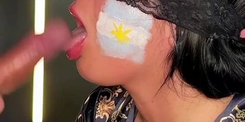 Hot Argentina Beauty Gives Blowjob to Spain Guy - Deepthroat & Cum Play