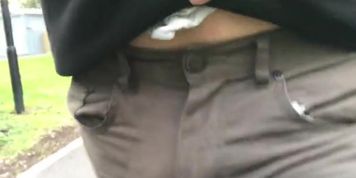My Freeballing Big Dick In Tight Pants Outdoors