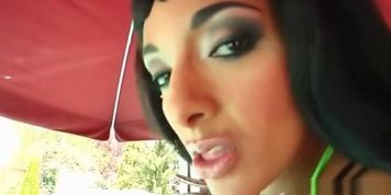 Busty Slut Playing With Her Snatch Outside