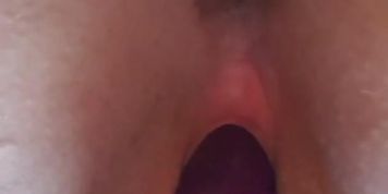Bbw girl fucks pussy with big pink dildo