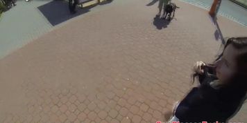 Pulled amateur drenched with cum in public