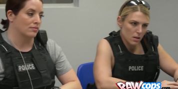 Big ass MILF officers interrogating a thick BBC with their cunts