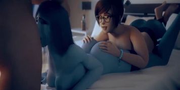 Collection of Slutty 3D Widowmaker Fucks in Threesome Sex