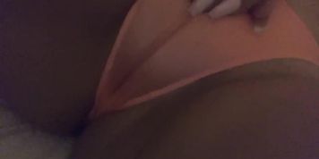 Pink panties teasing wet pussy 