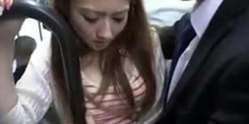 cute teen girl take the bus