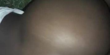 Phat ass chocolate midget teen throwing it back in the grass late night 