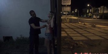 Hardfucked pulled teen rides dick in public
