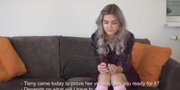 Enchanting Russian girl shows her virgin pussy