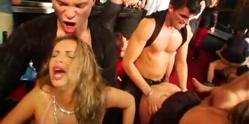 DRUNKSEXORGY - Bi club whores having public sex orgy