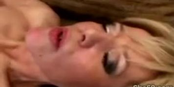 Horny 60yo blondie plays with her hungry snatch alone