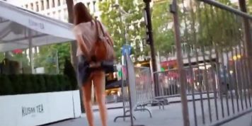 Wind Exposes Shoppers Perfect Ass