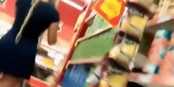 Sexy lady stalked in the supermarket