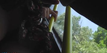 Public upskirt view presents charming red panties