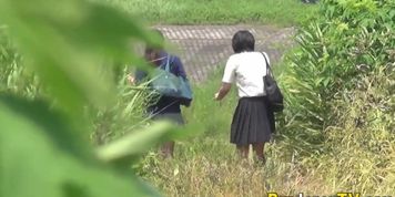 Japanese students peeing in public