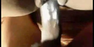 Close up on a dark black pussy screwed