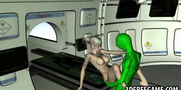 Tattooed 3D cartoon babe gets fucked by an alien
