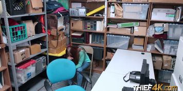 Ornella gets down on her knees to suck officers cock when caught stealing