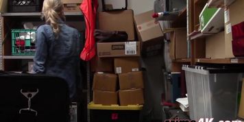 Gorgeous blonde teen fucked in the storage room