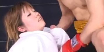 karate girl vs boxing guy