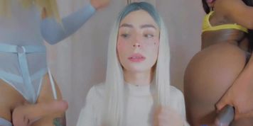 Wild Shemale Plays Two Cocks