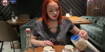Risky Public Sex with a Stranger in a Restaurant Restroom. Cheating on Her Hu...