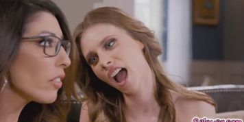 Anyas jaw dropped seeing a paused porn scene on stepmom Davas laptop (Anya Olsen, Dava Foxx)