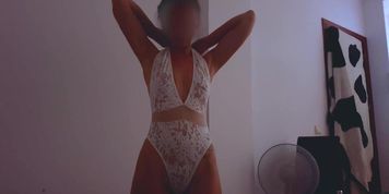 Hotwife Stripping Out Of Lace Body Suit