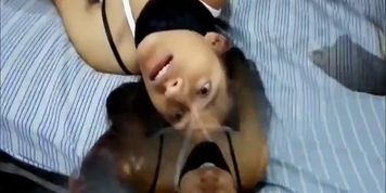 Latina teen Angie Suarez hogtied and blowjob