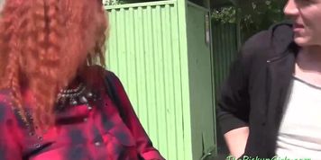 Two Dudes Pick Up A Redhead Girl