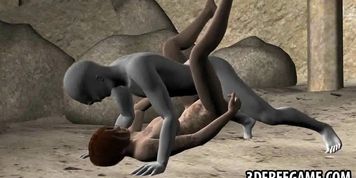 Sexy 3D redhead babe gets fucked hard by an alien