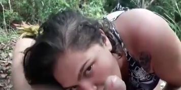 Facefucking my submissive bitch in the woods, close to a Beach! Throatfuck, balls sucking & rimjob!