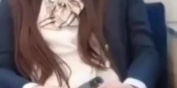 Girl showing panties on train