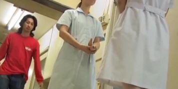 Sheer pantyhose and black panty of sharked nurse