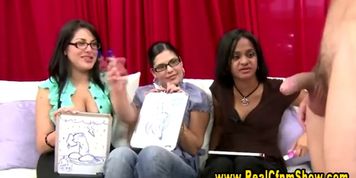 Cfnm bitches with a need for cock shoved in their face