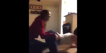 2 white thots dry hump each other in kitchen 