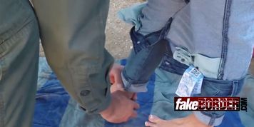 Horny officer banging brunette girl