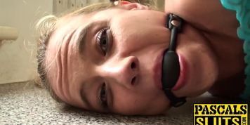 PASCALS SLUTS - Hot fuck with tied up bitch that has gag ball in her mouth