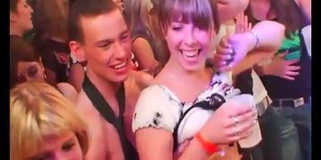 Horny babes giving head at a party