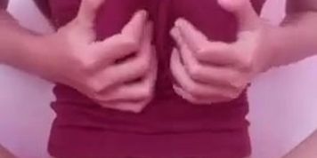 busty teen in pigtails rubbing her pussy and teasing