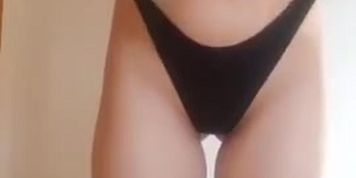 Fitness girl striptease and soft mastrubation