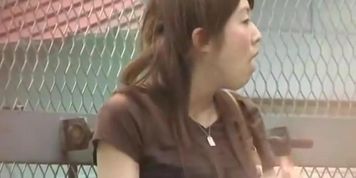 Curious brown-haired Japanese girl getting involved in some wicked sharking