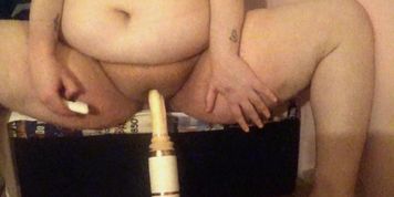 bbw Gets cum twice with Fucking Machine Sex Retractable G-Spot + Intense Orgasm