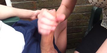 Amateur Redhead Plays With Wet Uncut Dick Outside