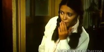 Brunette girl sneaks to pervs room to give goodnight handjob